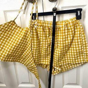 Yellow Plaid 2 piece outfit